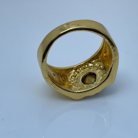 Men Ring Fashion Gold Tone Black Faux Stone Crystal Accent Men Jewelry Size 13 - Picture 5 of 11